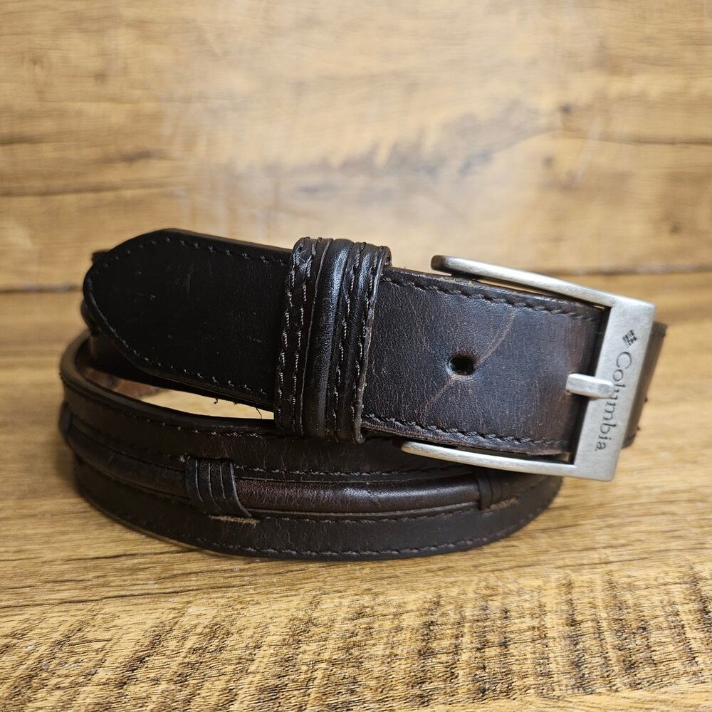 Columbia mens size 34 brown Genuine Leather woven belt
